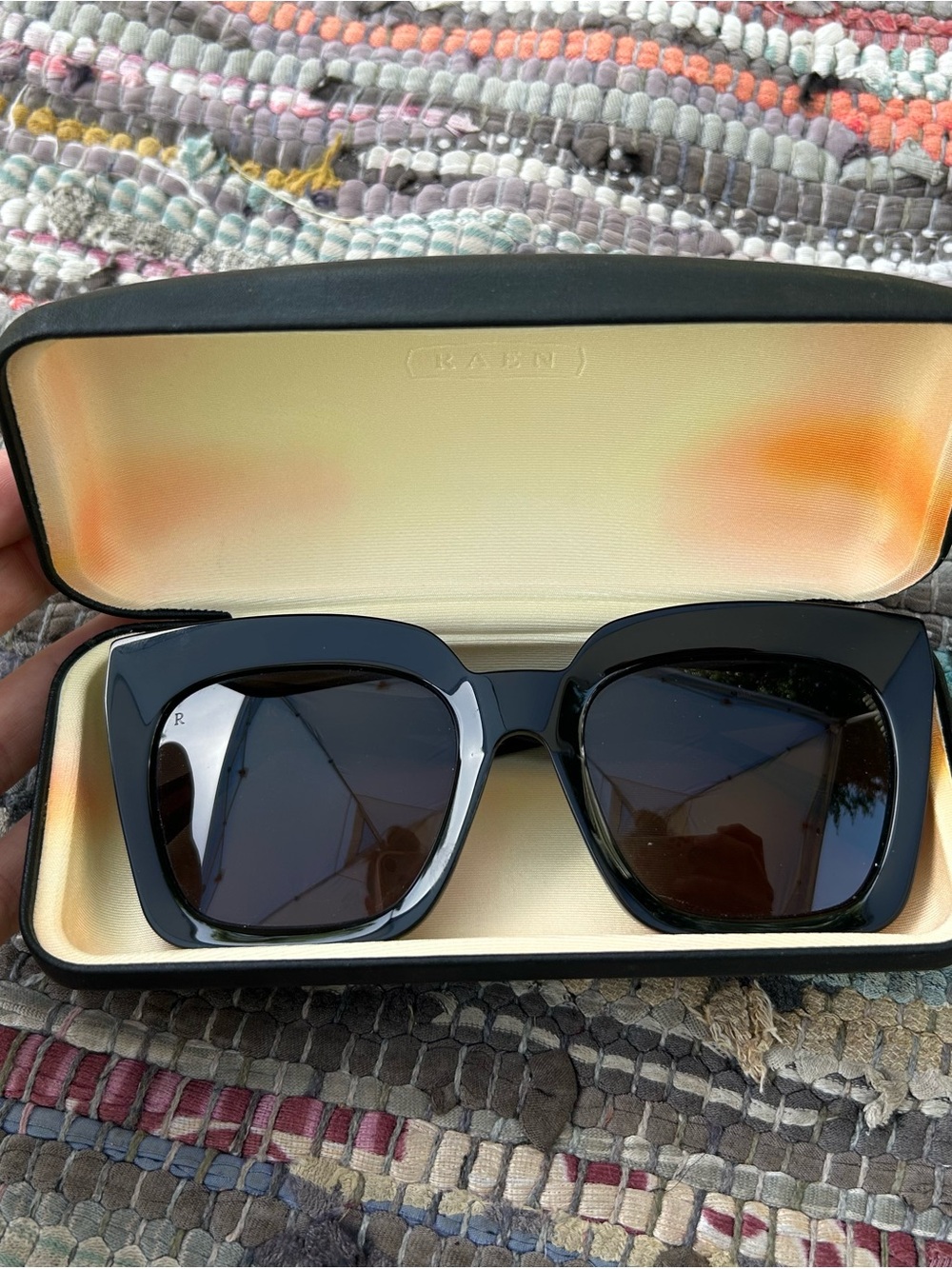 RAEN Black Oversized Square Sunglasses with Dark Lenses